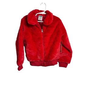 365‎ KIDS garanimals girls super soft red zip just jacket size 6 faux fur